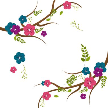 Sevimli çiçek dalları dekorasyon, vektör çizim tasarım