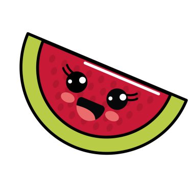 Kawaii güzel mutlu karpuz kutsal kişilerin resmi, vektör çizim