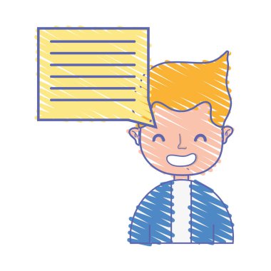 Erkek saç modeli ve sohbet kabarcık metin vektör çizim ile