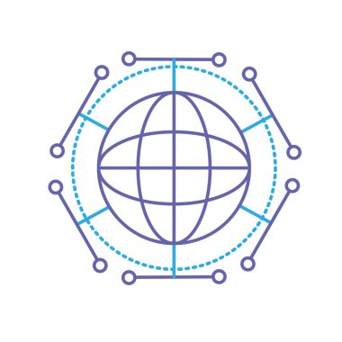 satır küresel dijital teknoloji veri bağlantısı vektör çizim