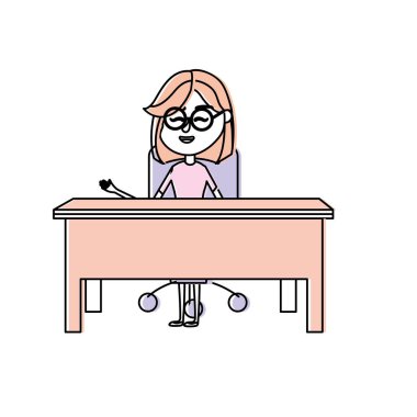 oturma ve öğrenciler vektör çizim için açıklayan kadın öğretmen