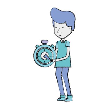 teslimatçı cep saat elinde vektör çizim