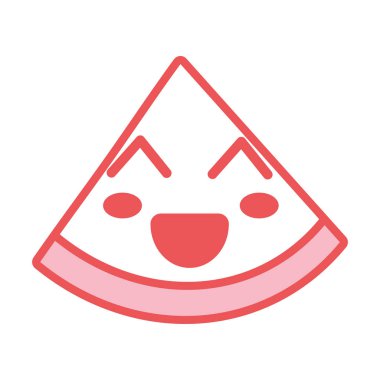 Kawaii şirin mutlu dilim karpuz meyve vektör çizim