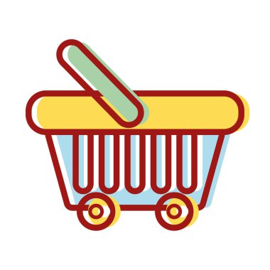 vektör çizim ürünleri satın almak süpermarket sepet öğesi