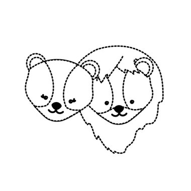 noktalı şekil sevimli aslan baş hayvan çift birlikte vektör çizim