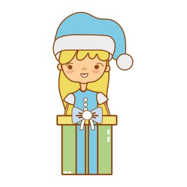 Kız Giysi ve Noel mevcut hediye vektör çizim