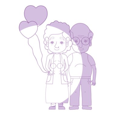 siluet eski coupe insanlar gözlük ve saç modeli ile illüstrasyon vektör