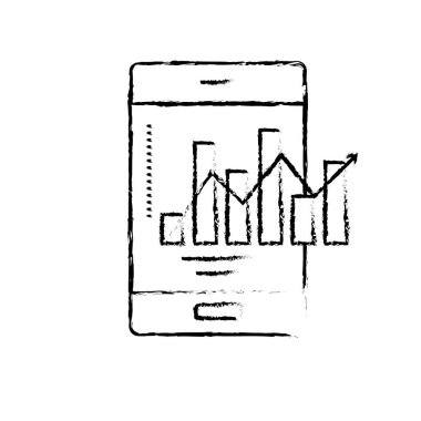 Şekil smartphone teknoloji istatistikleri diyagramı vektör çizim bar ile
