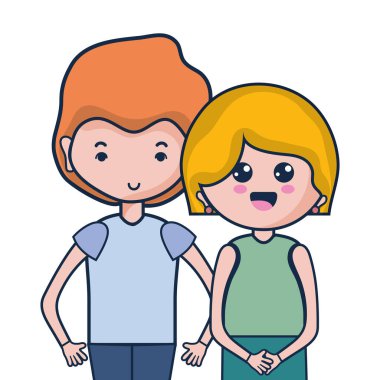 Güzellik çift ile birlikte saç modeli tasarım illüstrasyon vektör