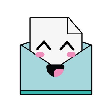 Kawaii şirin mutlu dosya ileti vektör çizim