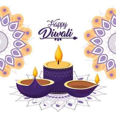 Diwali mum ve gemiler ekranın mandalalar vektör çizim ile