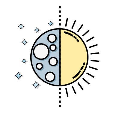 evren mistik vektör çizim ay ve güneş tutulması