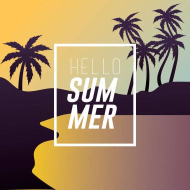 sümer tatil Adası palmiye ağaçları ile vektör çizim