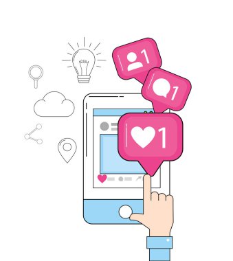Smartphone Web sitesi ve sohbet medya simge vektör çizim