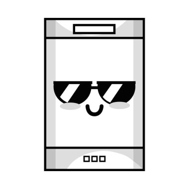 satır kawaii şirin ihale smartphone teknoloji vektör çizim