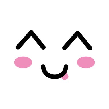 Kawaii sevimli mutlu yüz ağız ve yanakları, vektör çizim ile