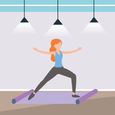 sporcu kadın onun fitness vücut vektör çizim eğitim