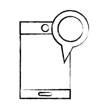 Şekil smartphone teknoloji Büyüteç öğe vektör çizim ile