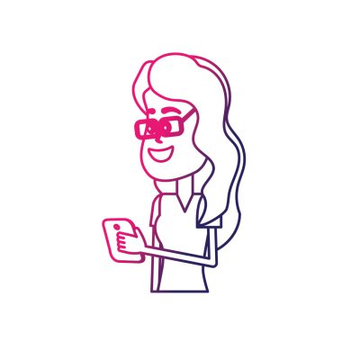 satır güzellik kadın saç modeli ve el vektör illustrtaion smartphone ile
