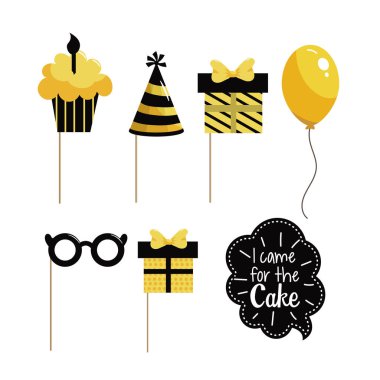 Set mutlu yıllar dekorasyon parti vektör çizim