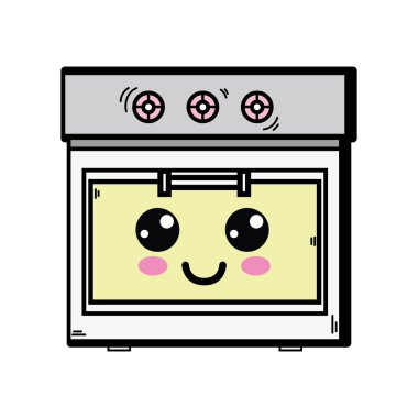 Kawaii şirin mutlu fırın teknoloji vektör çizim