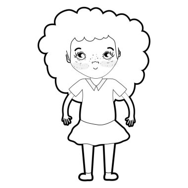 satır güzel kız saç modeli ve rahat kıyafet, vektör çizim ile