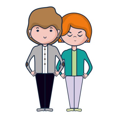 Güzellik çift ile birlikte saç modeli tasarım illüstrasyon vektör