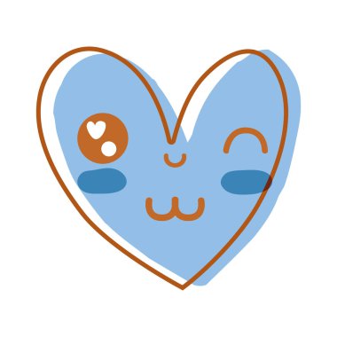 Kawaii şirin mutlu kalp tasarlamak vektör