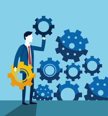 profesyonel iş adamı strateji vites teknoloji vektör çizim ile