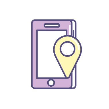 konumu harita sembol vektör çizim ile Smartphone teknoloji