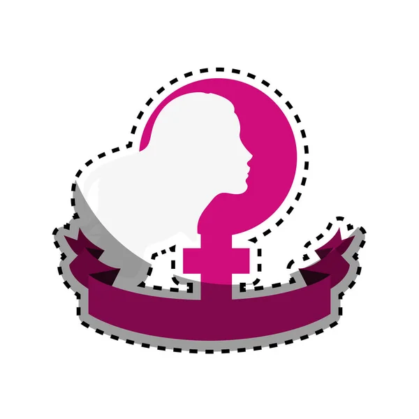 Symbole Femme Jour Avec Ruban Fille Intérieur Illustration Vectorielle — Image vectorielle