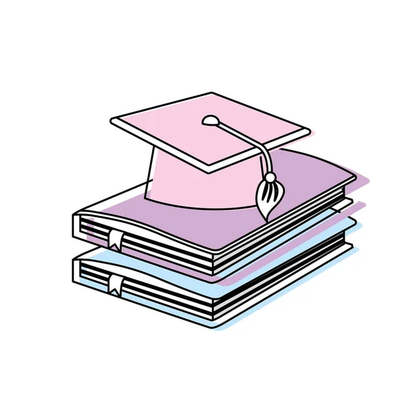 Graduiertenmütze Mit Bildungsnotebooks Objektvektorillustration — Stockvektor