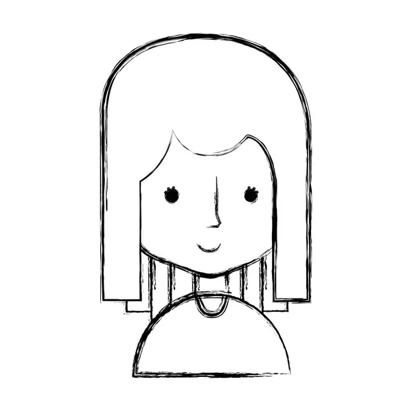 Фигура Счастливая Женщина Прической Блузкой Векторная Иллюстрация — стоковый вектор