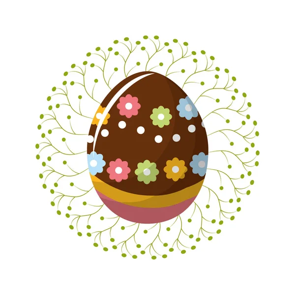 Oeuf Pâques Mignon Avec Décoration Branches Illustration Vectorielle — Image vectorielle