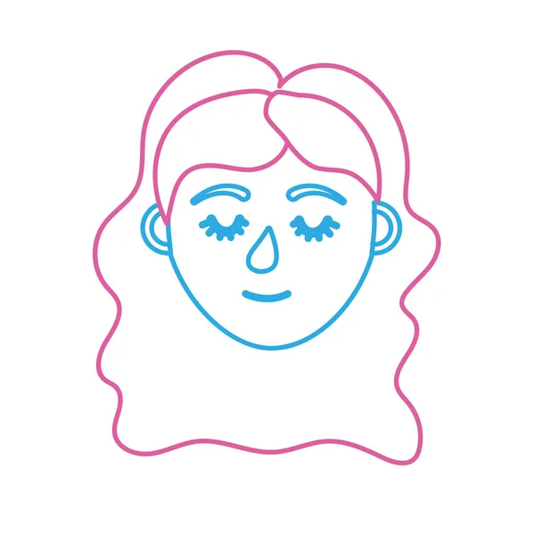 Línea Mujer Cabeza Con Los Ojos Cerrados Peinado Vector Ilustración — Vector de stock