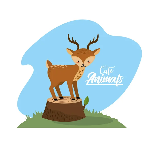 Animal Ciervo Lindo Ilustración Natural Vector Vida Silvestre — Vector de stock