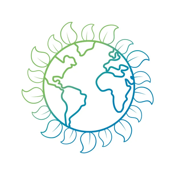 ライン 地球生態学的な葉デザイン ベクトル イラスト — ストックベクタ