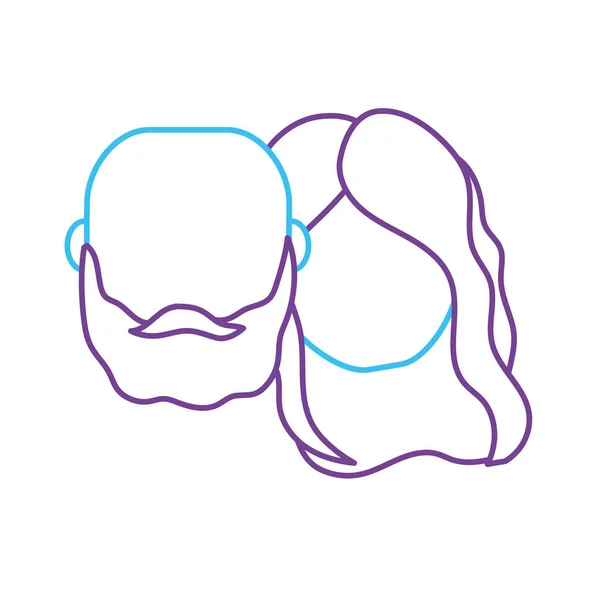 Line Avatar Couple Head Hairstyle Design Vector Illustration — Stock Vector