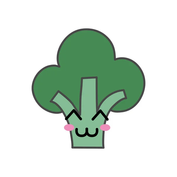 Kawaii Cute Happy Broccoli Vegetable Vector Illustration — Stock Vector