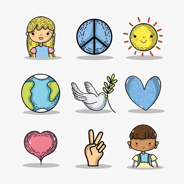 Set National Peace Love Day Vector Illustration — Stock Vector