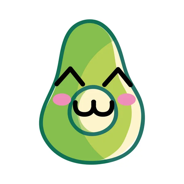 Kawaii Fruta Aguacate Feliz Agradable Ilustración Vectorial — Archivo Imágenes Vectoriales