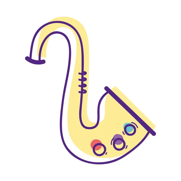 Roztomilý Saxofon Hrát Hudební Nástroje Vektorové Ilustrace — Stockový vektor