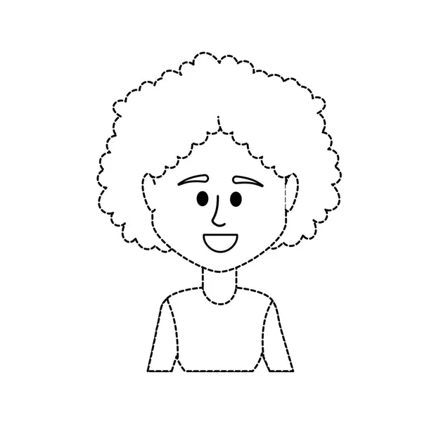 Forme Pointillée Avatar Femme Avec Coiffure Conception Chemisier Illustration Vectorielle — Image vectorielle