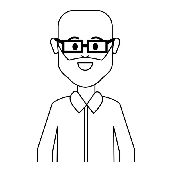 Figura Gente Hombre Con Tela Casual Con Gafas Avatar Icono — Vector de stock