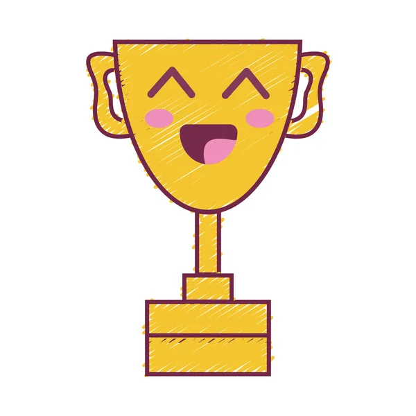 Kawaii Cute Happy Prize Cup Vector Illustration — Stock Vector