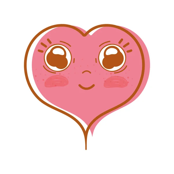 Kawaii Милый Счастливый Дизайн Сердца Векторной Иллюстрации — стоковый вектор
