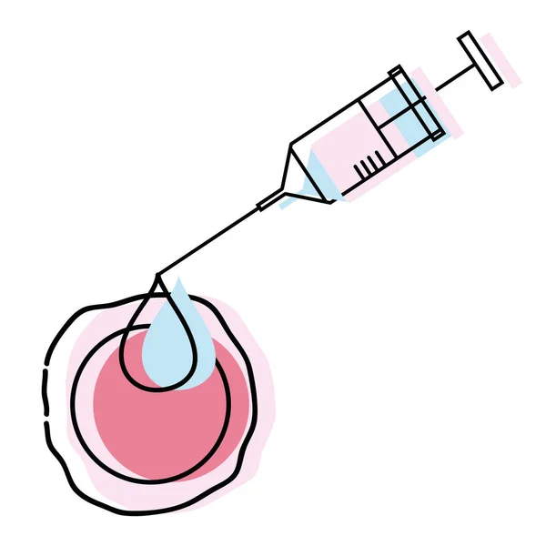 Syringe Artificial Insemination Biology Fertilization Vector Illustration — Stock Vector