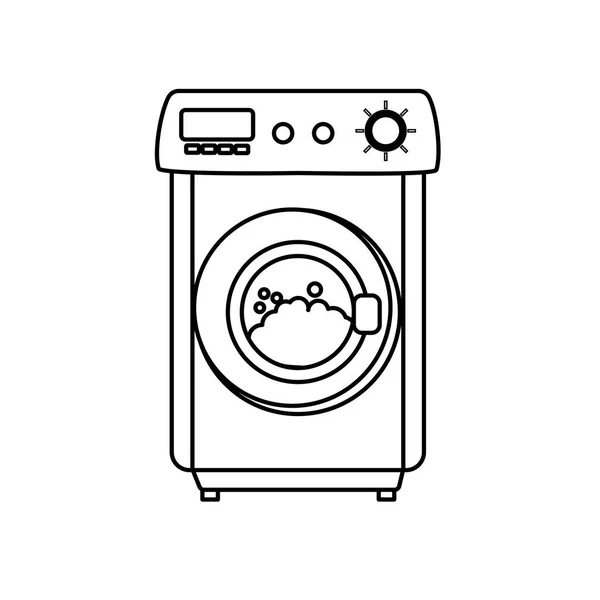 Line Washing Machine Object Clean Clothes Vector Illustration — Stock Vector