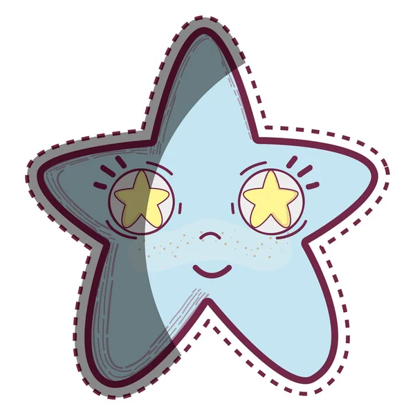 Kawaii Happy Star Stars Eyes Vector Illustration Design — Stock Vector