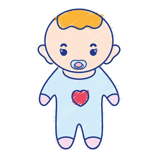 Bebé Niño Con Chupete Peinado Vector Ilustración — Vector de stock